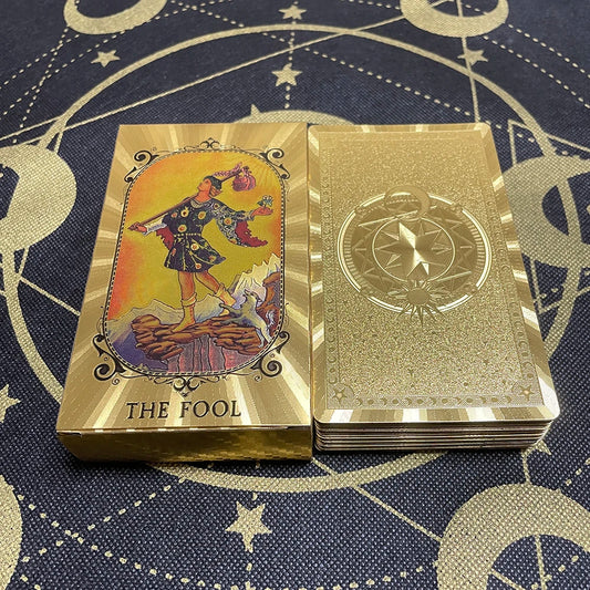 Golden High Quality 12x7cm Tarot Divination Cards Classic for Beginners with Guidebook